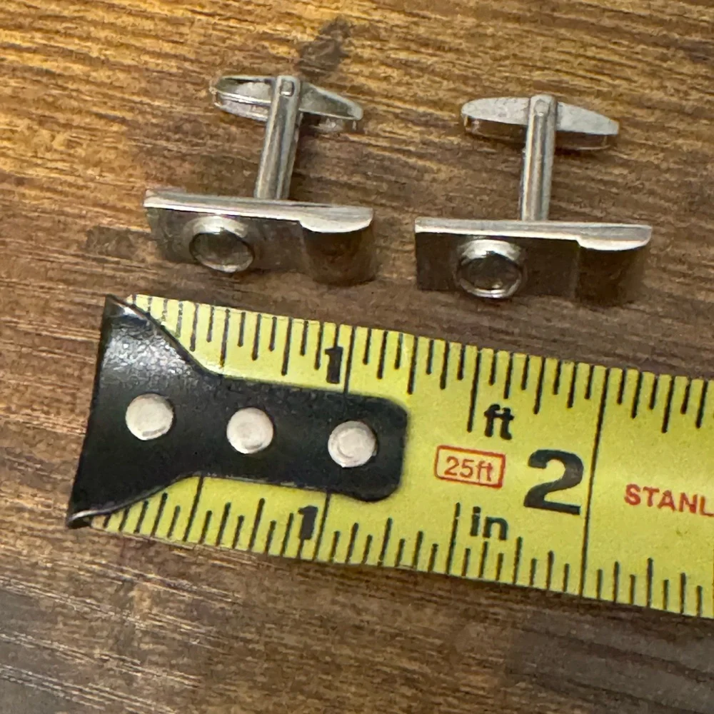 Sarah Coventry Vintage Silver Tone Rectangle Modernist‎ Mid Century Cufflinks